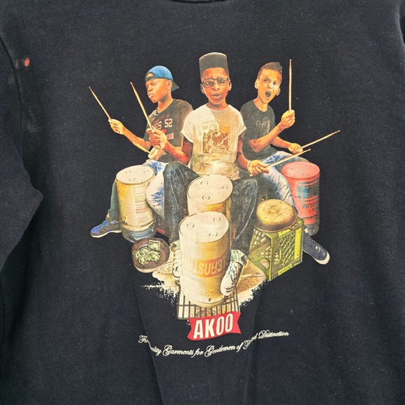 AKOO Graphic Print Sweatshirt Pullover Crew Neck Hip‎ Hop Style Mens Size M - Picture 3 of 8